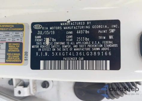 2020 Kia Optima Lx из США, поврежденный, VIN 5XXGT4L36LG389166